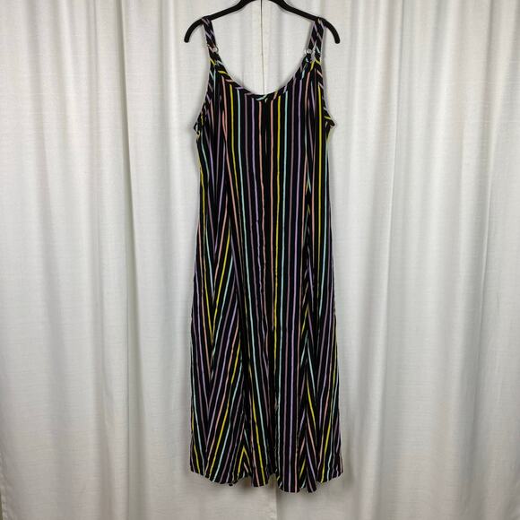 Torrid Black Stripe Challis Trapeze Tank Maxi Dress Sz.2 - Picture 6 of 15